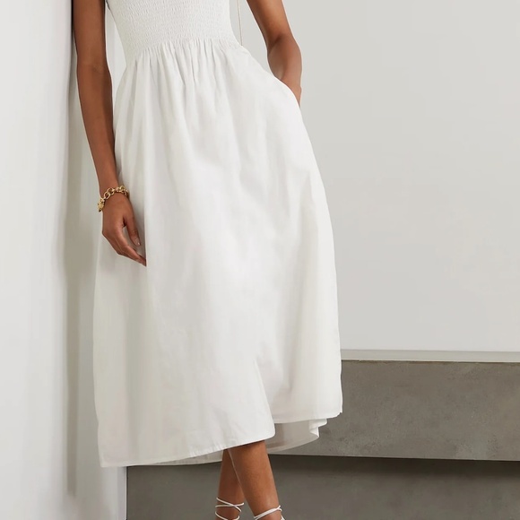FAITHFULL THE BRANDMadella Strapless Smocked Organic Cotton-Poplin Midi Dress - Picture 2 of 6